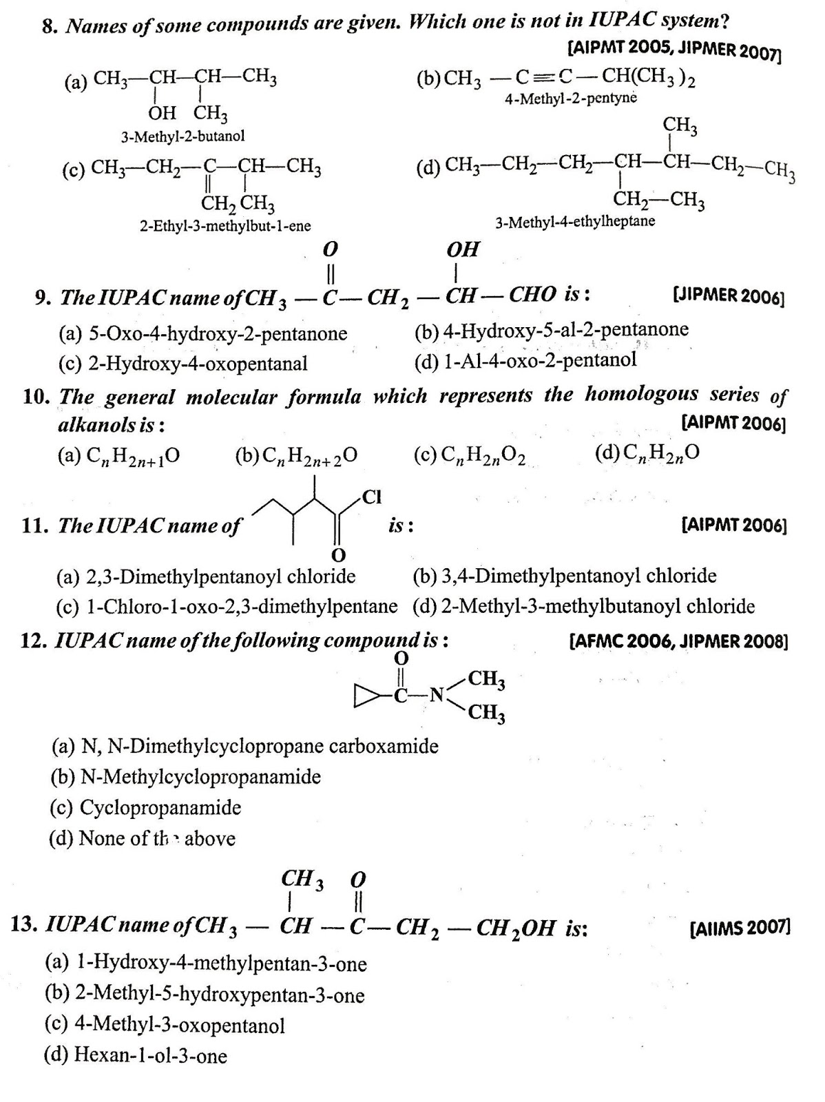 nomenclature of organic compounds